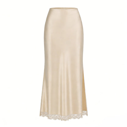 Satin Lace Split High Waist Sexy Pencil Skirt
