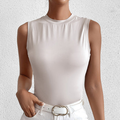 Sleeveless Slim Fit Silk Vest Top