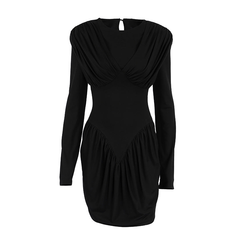 Black Slim Waist Elegant Dress