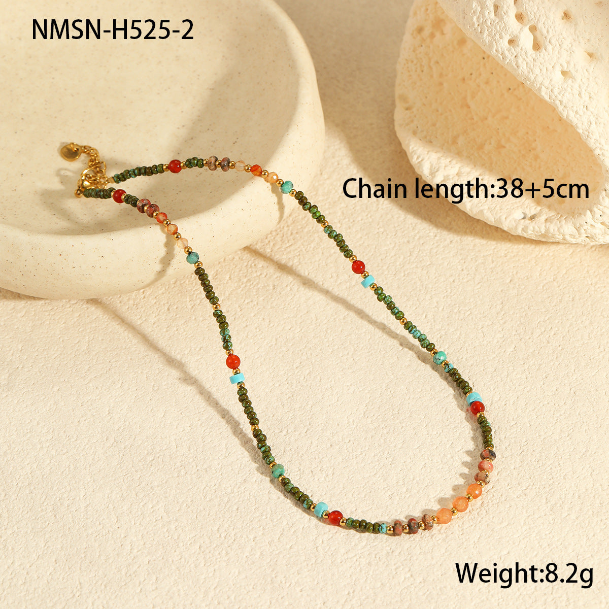 Natural Stone Multi-Charm Clavicle Necklace
