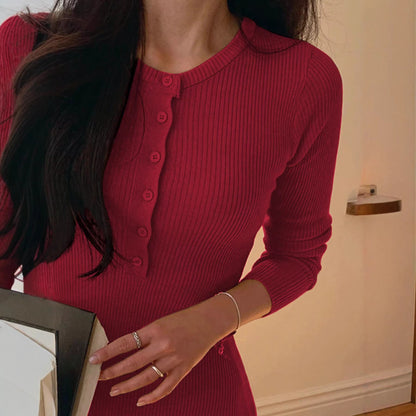 Skinny Hip Slim Fit Knit Maxi Dress