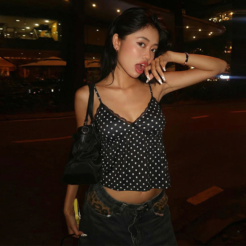 Lace Sling Printed Sexy Vest Top