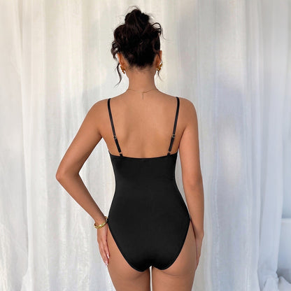 Lace See-Through V-Neck Backless Sleeveless Jumpsuit