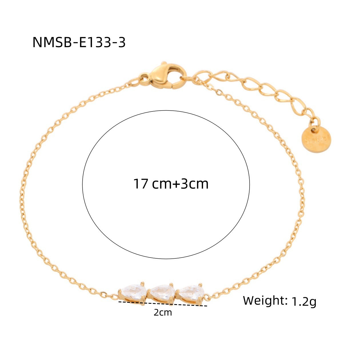 Heart Diamond Stainless Steel Bracelet