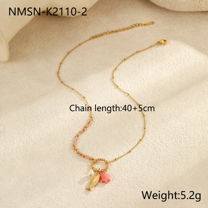 Ocean Conch & Starfish Titanium Steel Necklace