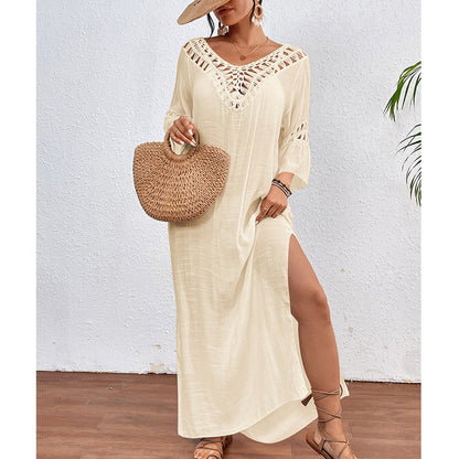 Crochet Colorful Ball Backless Beach Cover-Up