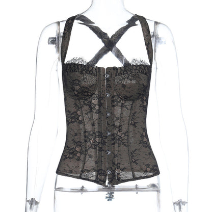 Lace Waist Tube Top Slim Vest