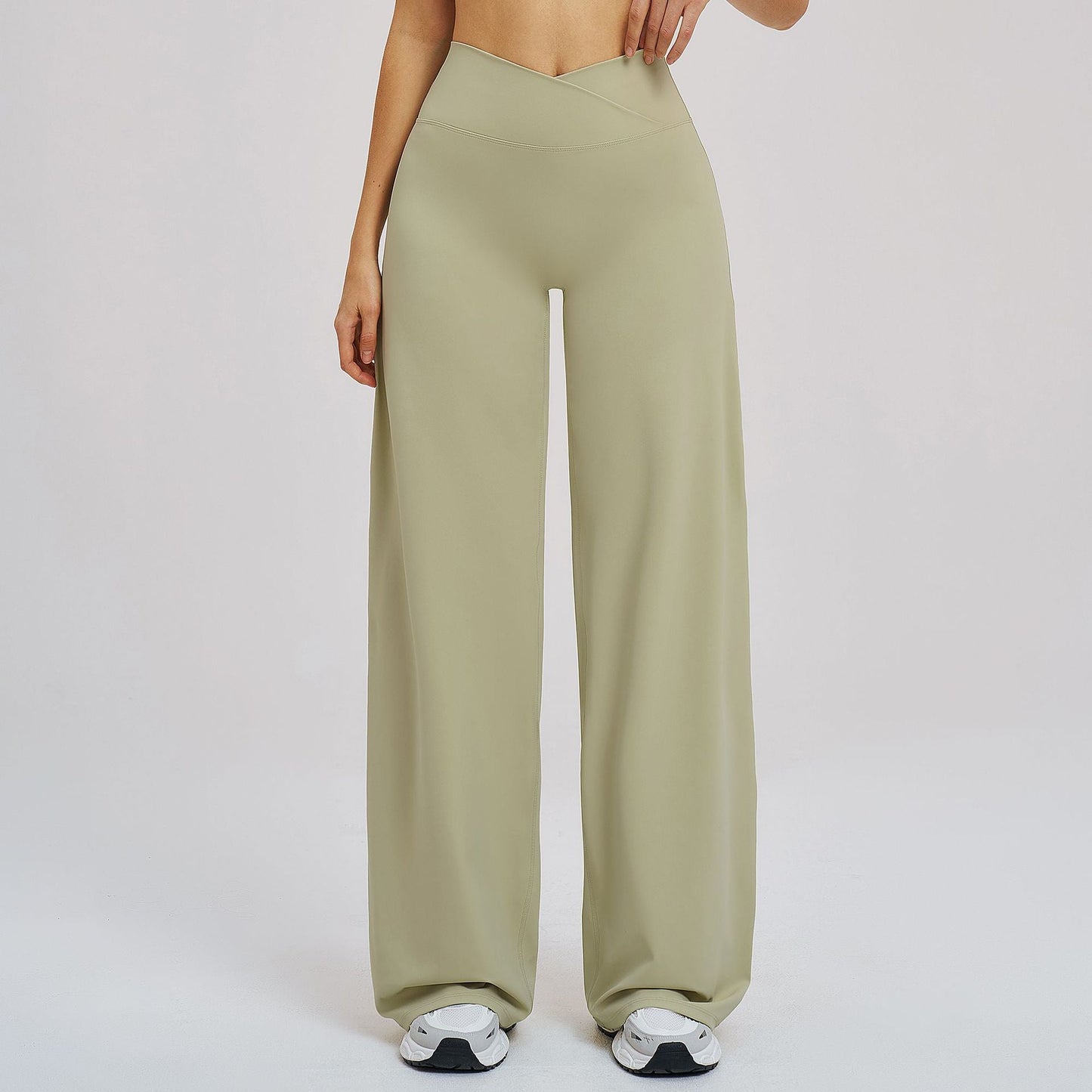 Cross Waist Brushed Loose Wide Leg Sports Pants