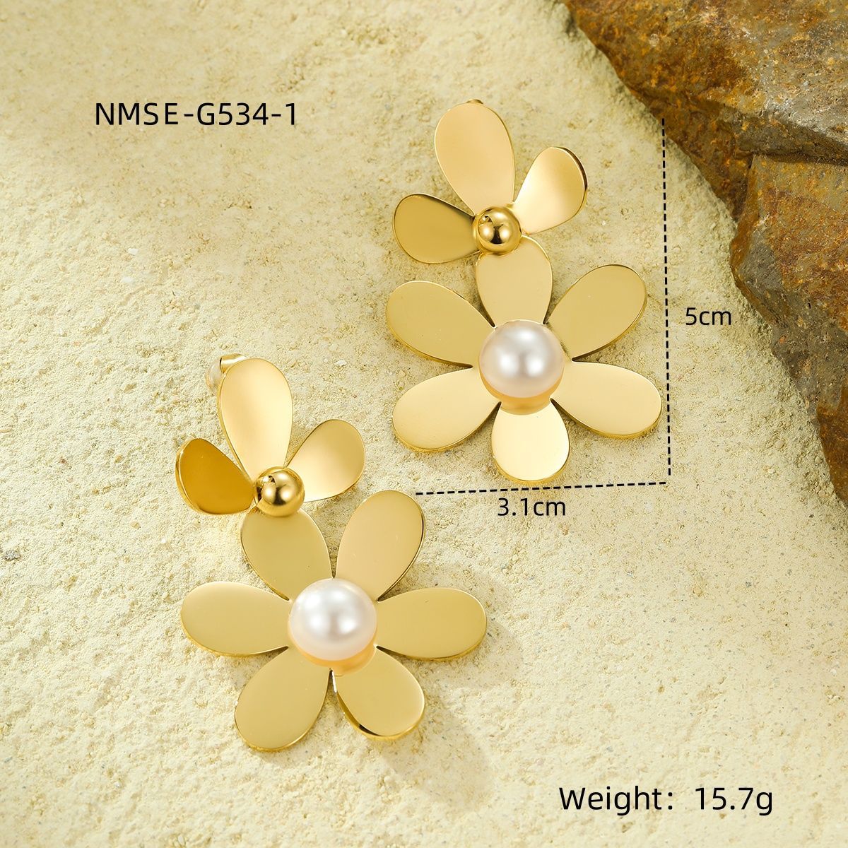 Petal Fringe Pearl Titanium Steel Ear Studs