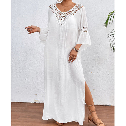 Crochet Colorful Ball Backless Beach Cover-Up