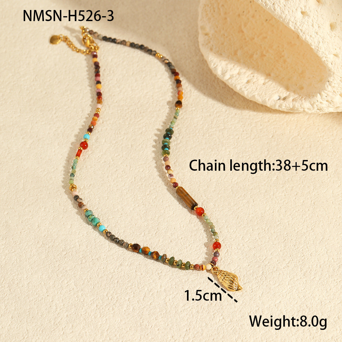 Natural Stone Multi-Charm Clavicle Necklace