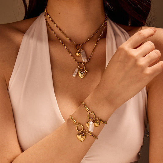 Diamond Love Necklace & Bracelet Set