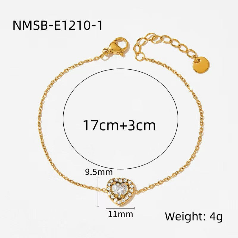 Heart Diamond Stainless Steel Bracelet