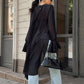 Mesh Ruffle Asymmetric Long Sleeve Chiffon Top
