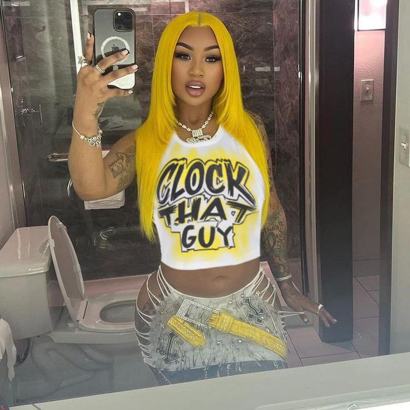 Hip Hop Letter Graphic Crop Vest Top