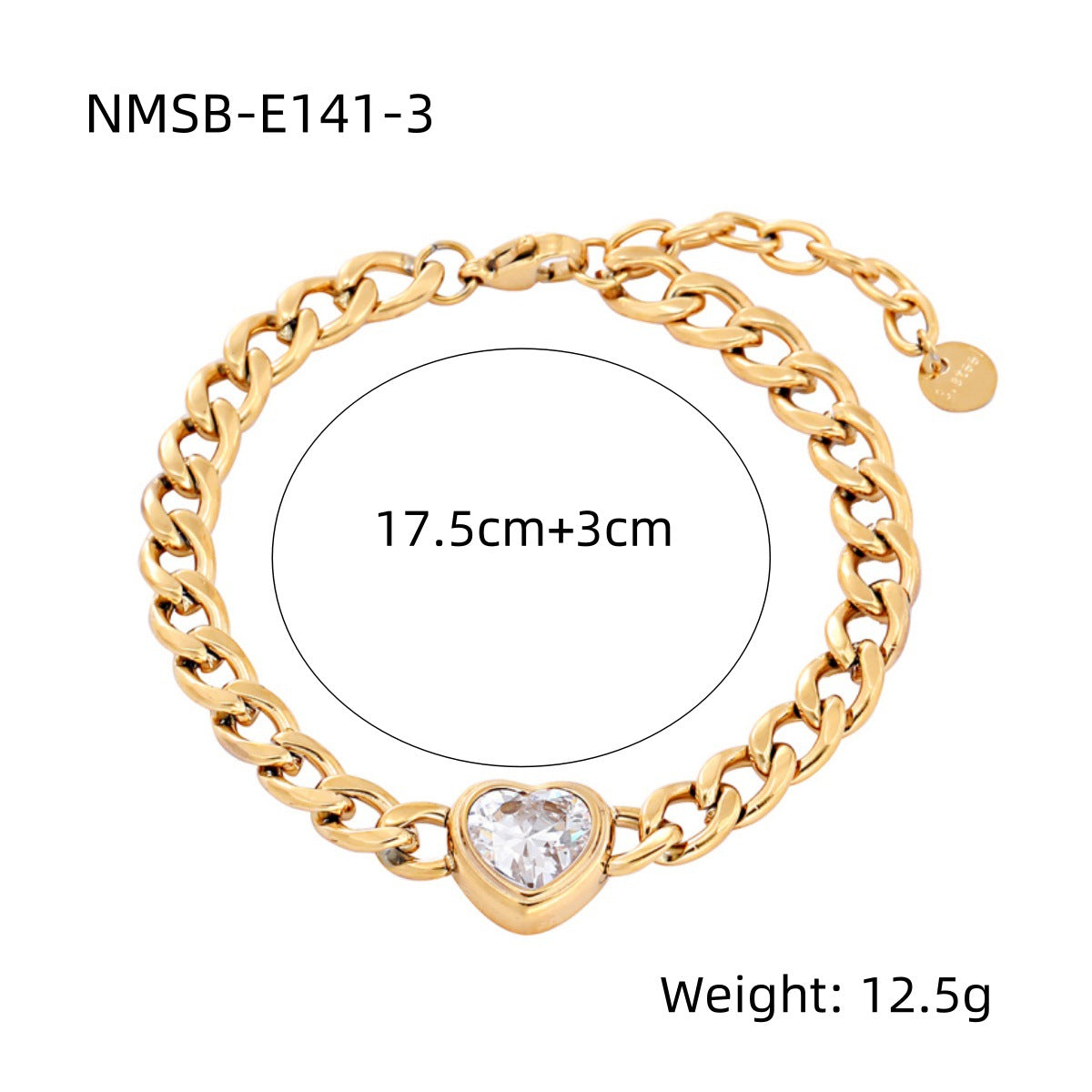 Heart Diamond Stainless Steel Bracelet