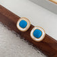 Square Natural Shell Turquoise Retro Stud Earrings