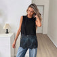 Lace Stitching Split Sleeveless Tank Top