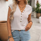Retro Striped V-Neck Knit Cap Sleeve Top