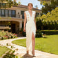V-Neck Sleeveless Metal Accent Waist-Tight Split Dress