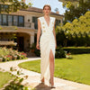 V-Neck Sleeveless Metal Accent Waist-Tight Split Dress