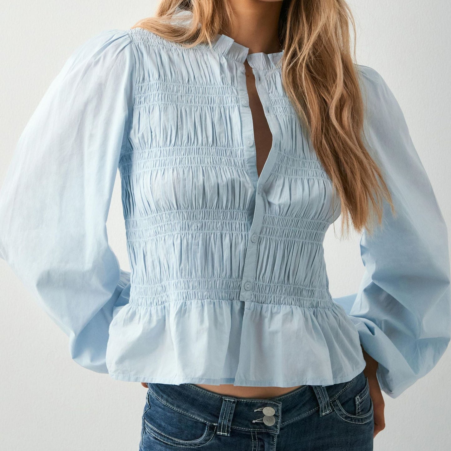 Puff Sleeve Button Slim Cardigan Top