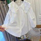 Peter Pan Collar Embroidered Tie Sweet Loose Blouse