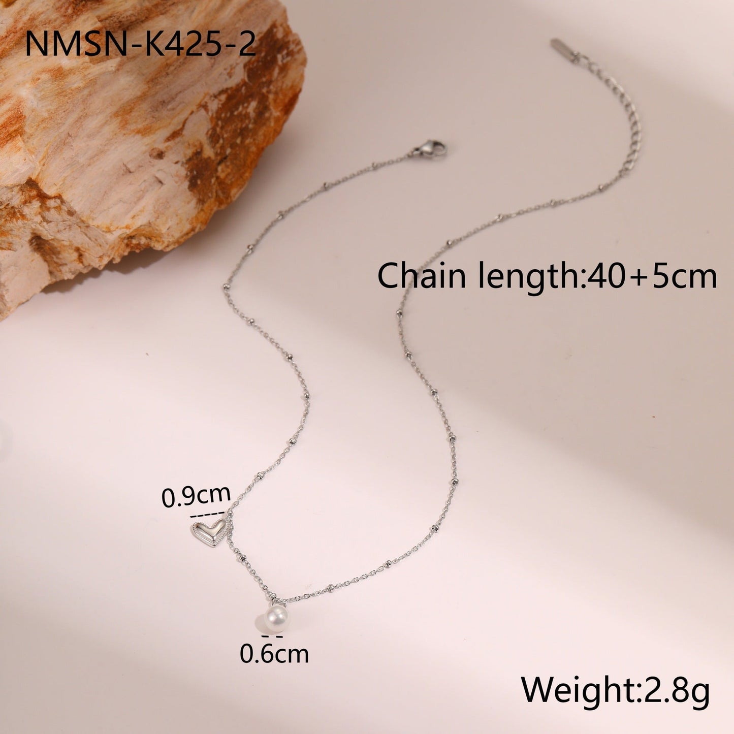 Pearl Heart Clavicle Chain Necklace — 18K Gold