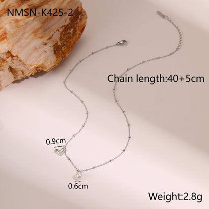 Pearl Heart Clavicle Chain Necklace — 18K Gold