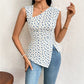 Floral Asymmetric Oblique Square Neck Cinched Slit Slim Vest