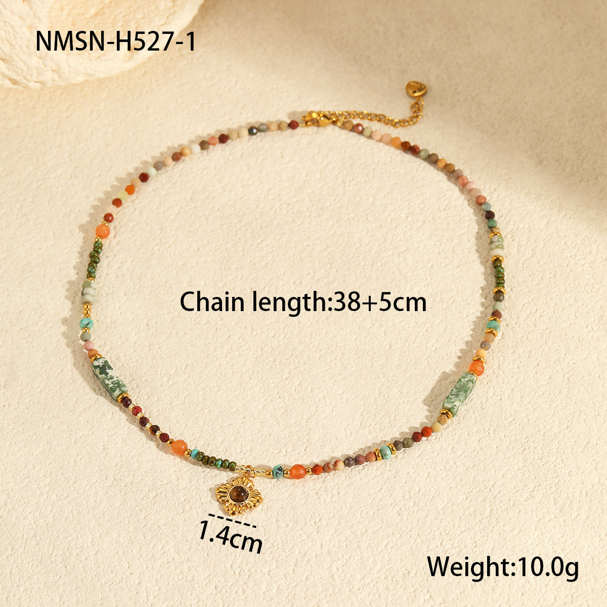 Natural Stone Multi-Charm Clavicle Necklace