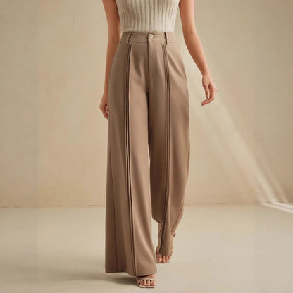 High Waist Drape Wide Leg Office Suit Pants