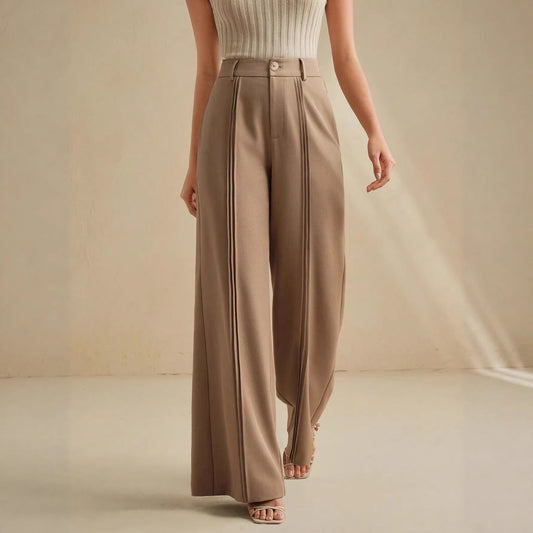 High Waist Drape Wide Leg Office Suit Pants