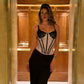 Polka Dot Lace Boning V-Neck Slim Cami Vest