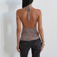 Polka Dot Halter Tie Waist-Slimming Vest Top