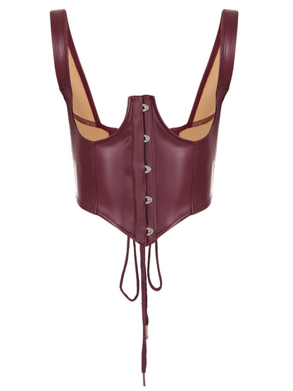 Leather Bra Strap Lace Stitching Puffy Tiered Dress Set