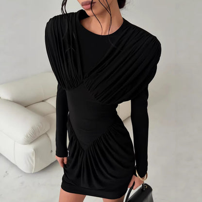 Black Slim Waist Elegant Dress