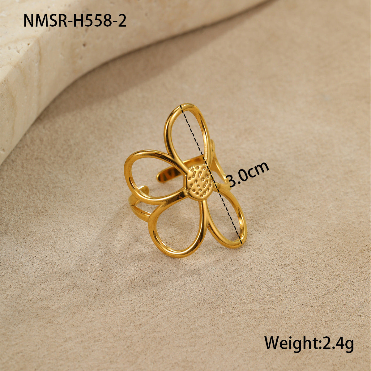 Floral Titanium Steel Ring & Earrings Set