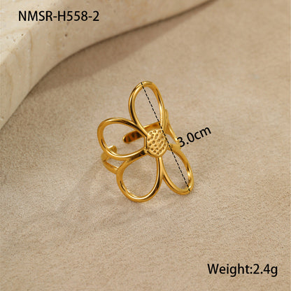 Floral Titanium Steel Ring & Earrings Set