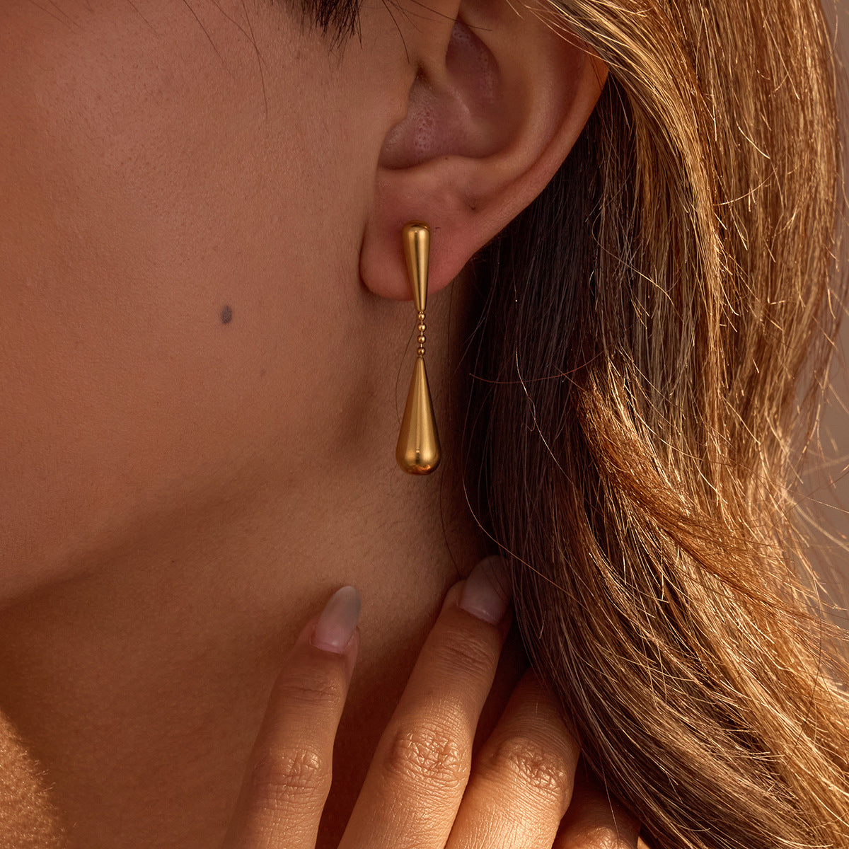 Water Drop Geometric Long Luxury Earrings