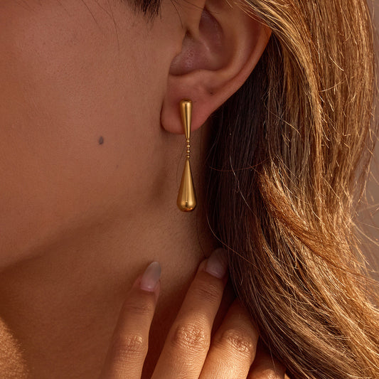 Water Drop Geometric Long Luxury Earrings