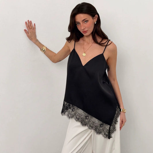 Asymmetric Halter Sleeveless Loose Chiffon Vest Top