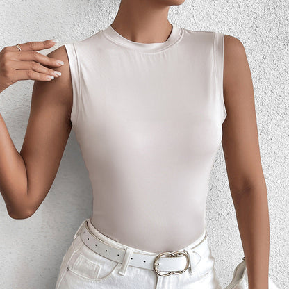 Sleeveless Slim Fit Silk Vest Top