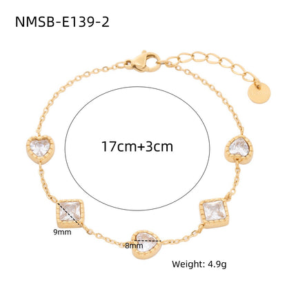 Heart Diamond Stainless Steel Bracelet