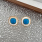Square Natural Shell Turquoise Retro Stud Earrings