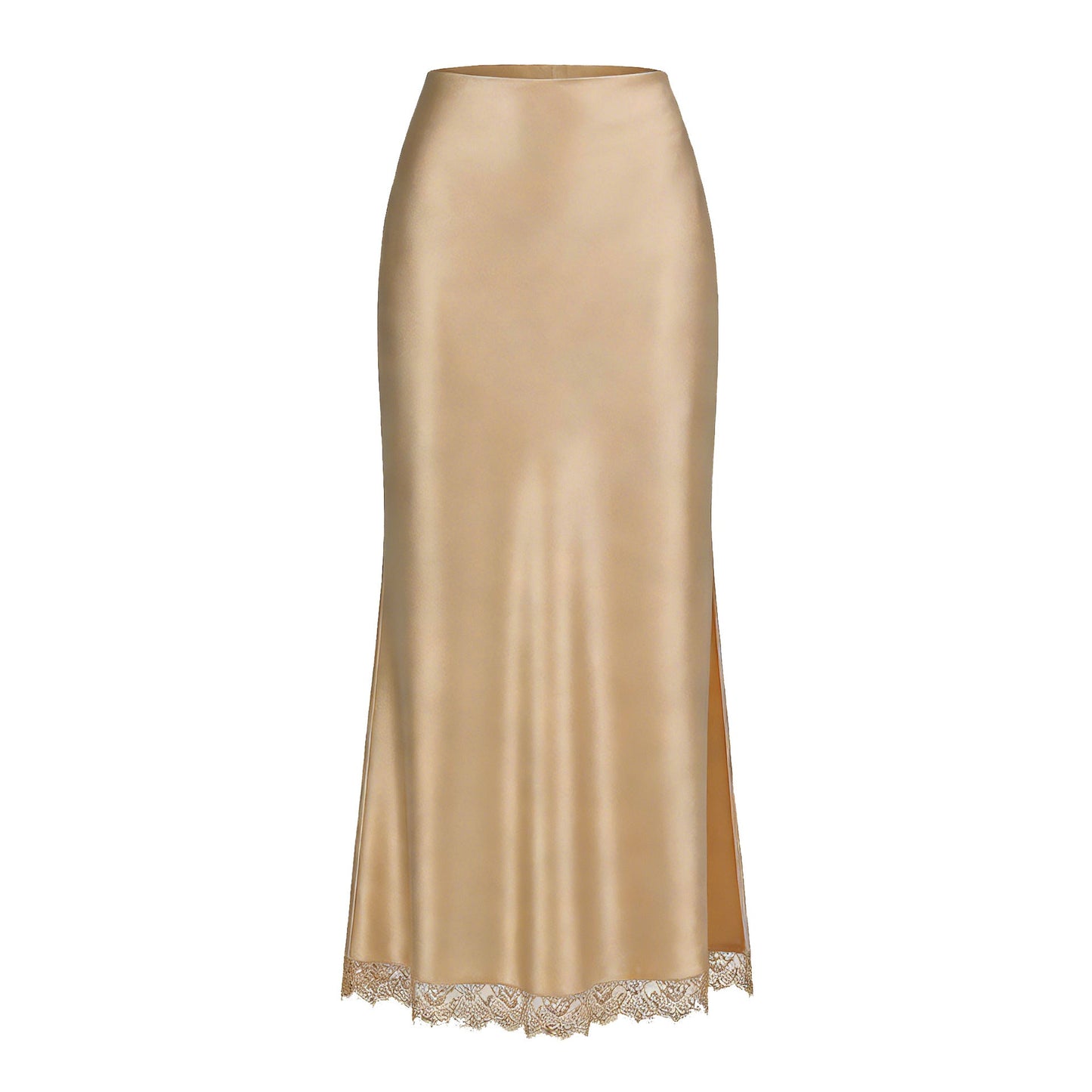 Satin Lace Split High Waist Sexy Pencil Skirt