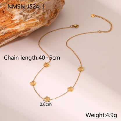 Five Petal Floral 18K Gold Plated Necklace