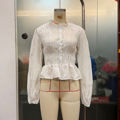 Puff Sleeve Button Slim Cardigan Top