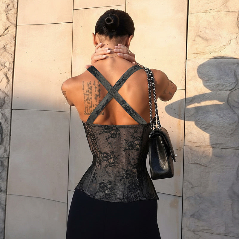 Lace Waist Tube Top Slim Vest