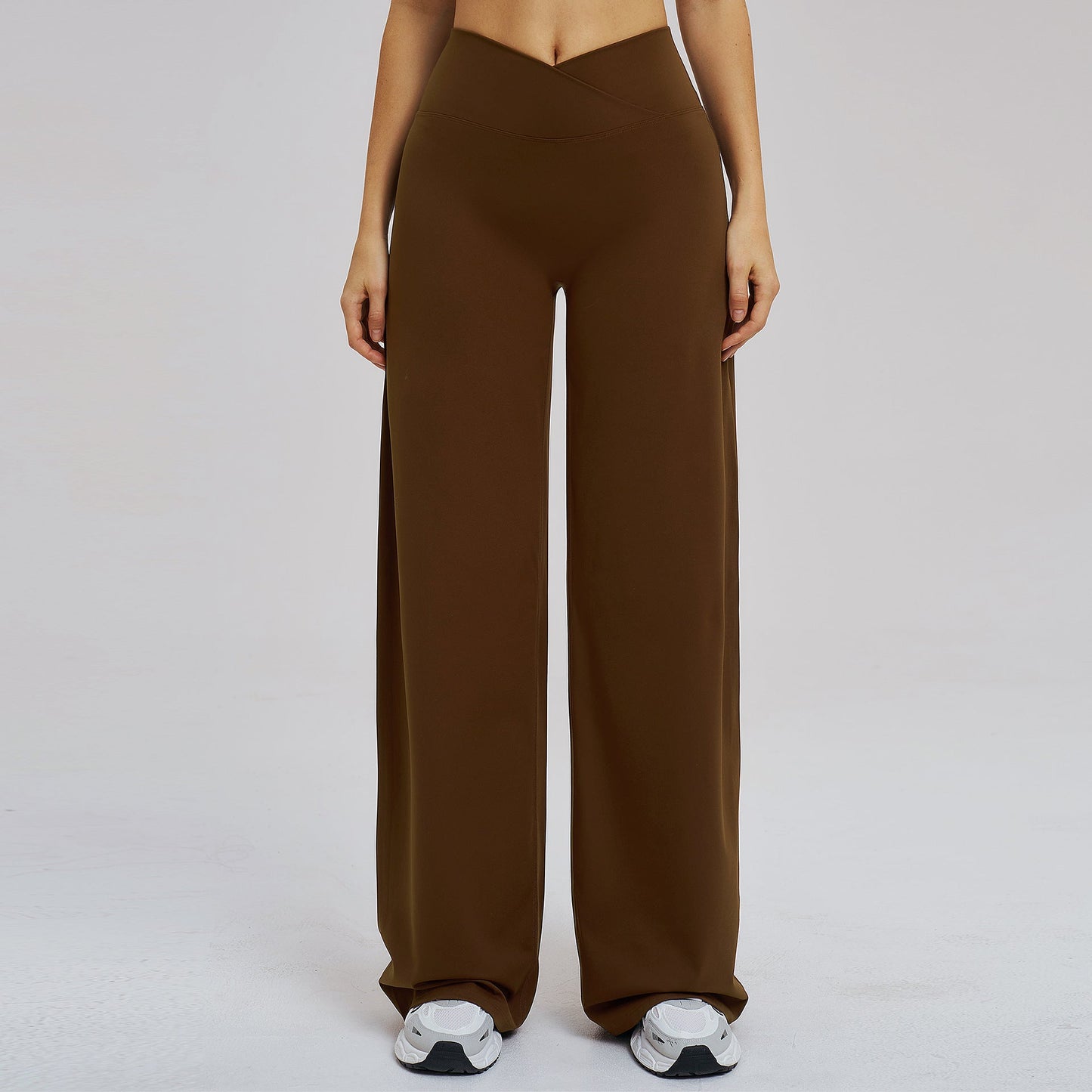 Cross Waist Brushed Loose Wide Leg Sports Pants